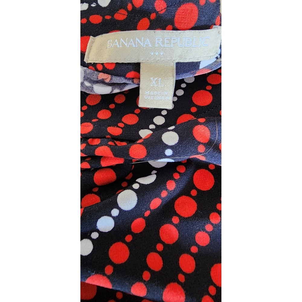 Banana Republic Maxi Dress Womens XL Navy Red White Dot Stretch Casual Long Fall - Picture 5 of 9